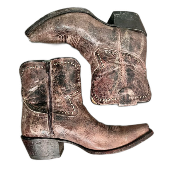 Sonora Double H Women's Boots Brown Western Leather Ankle Boots Size 9 - Picture 4 of 7